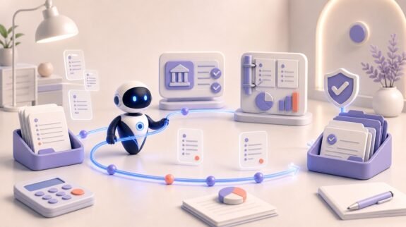 Illustration 3D Levolia d’un agent IA pour « Agent IA Pennylane : automatisez votre comptabilité »
