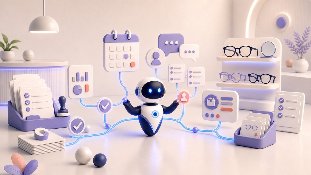Illustration 3D Levolia d’un agent IA orchestrant des processus spécialisés pour plusieurs métiers