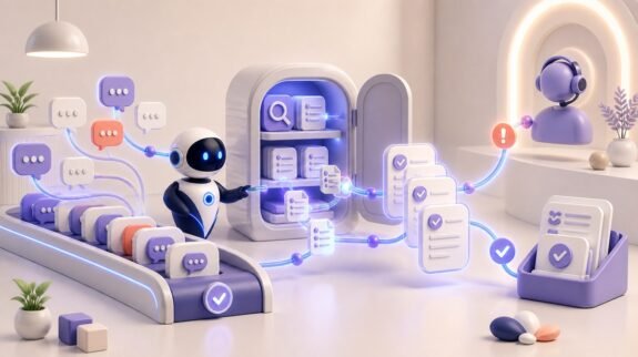 Illustration 3D Levolia d’un agent IA pour « Automatiser le support client avec l'IA : guide pratique »