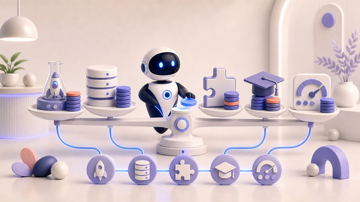 Illustration 3D Levolia d’un agent IA pour « Budget IA 2026 : combien investir selon la taille de votre entreprise »