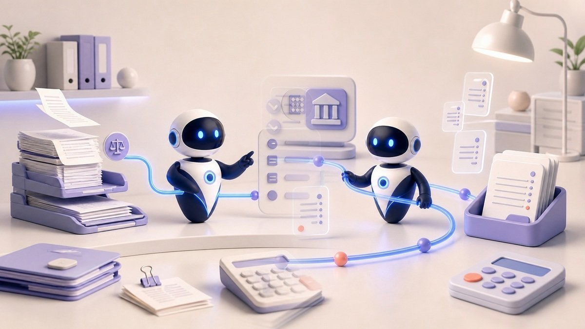 Illustration 3D Levolia d’un agent IA pour « Comptable sans IA vs. avec l'IA : le vrai écart de productivité »