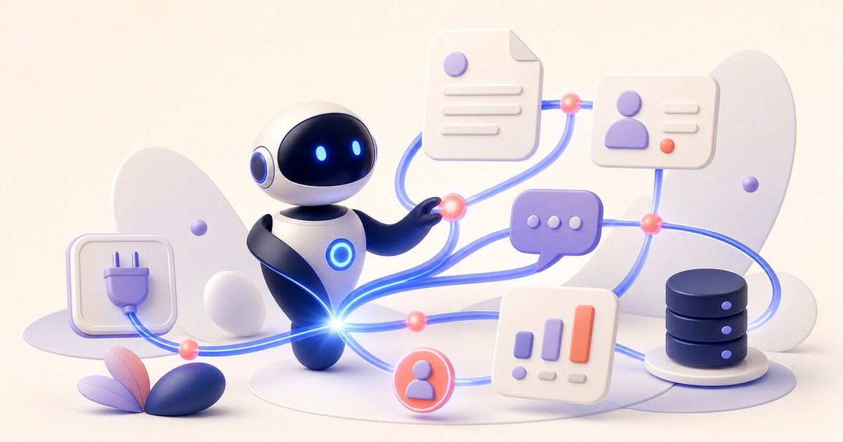 Illustration 3D Levolia d’un agent Hermes connecté aux processus de l’entreprise