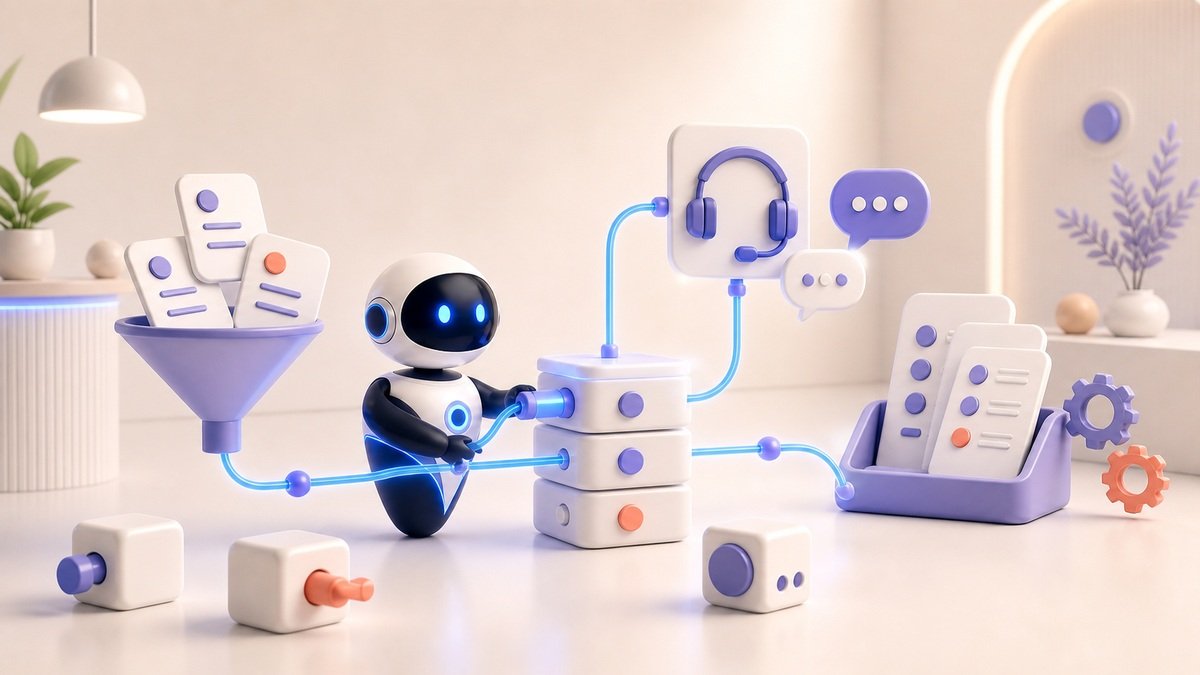Illustration 3D Levolia d’un agent IA pour « IA pour les startups : déployer l'IA avec un petit budget et aller vite »