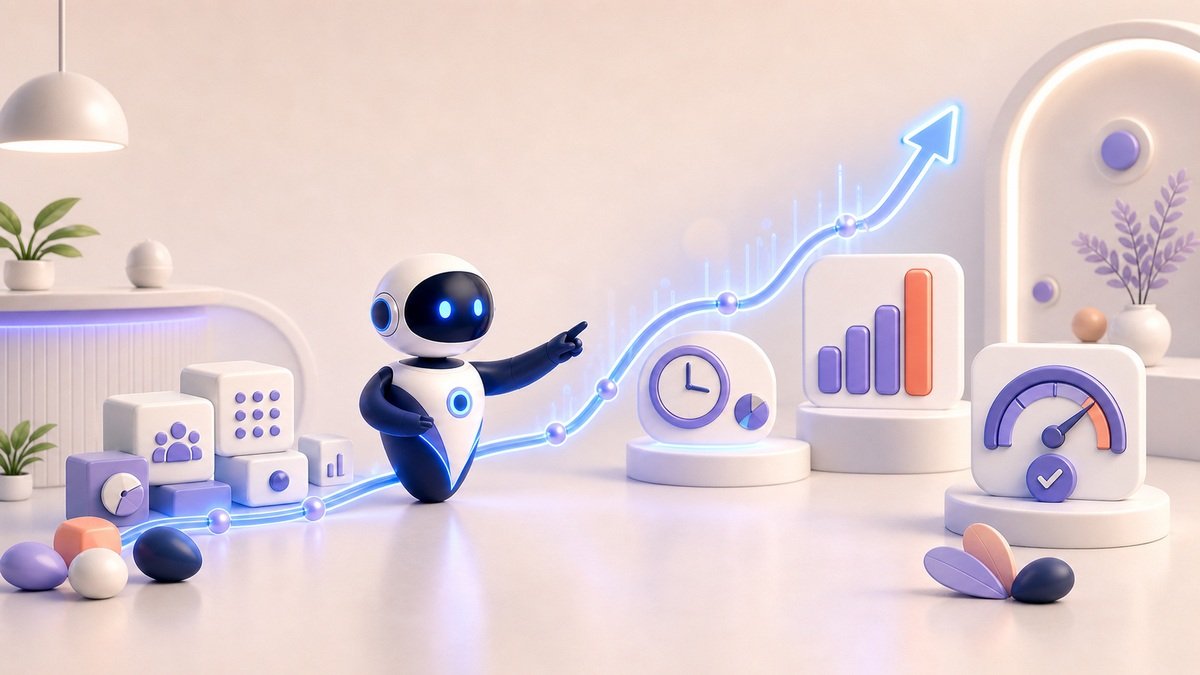 Illustration 3D Levolia d’un agent IA pour « ROI d'un projet IA : comment le calculer, le mesurer et le justifier » Illustration 3D Levolia d’un agent IA pour « ROI d'un projet IA : comment le calculer, le mesurer et le justifier »