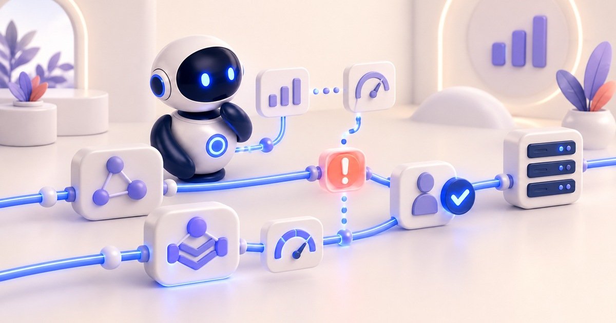 Robot Levolia évaluant les performances d’un agent IA en production avant une mise à jour Robot Levolia évaluant les performances d’un agent IA en production avant une mise à jour